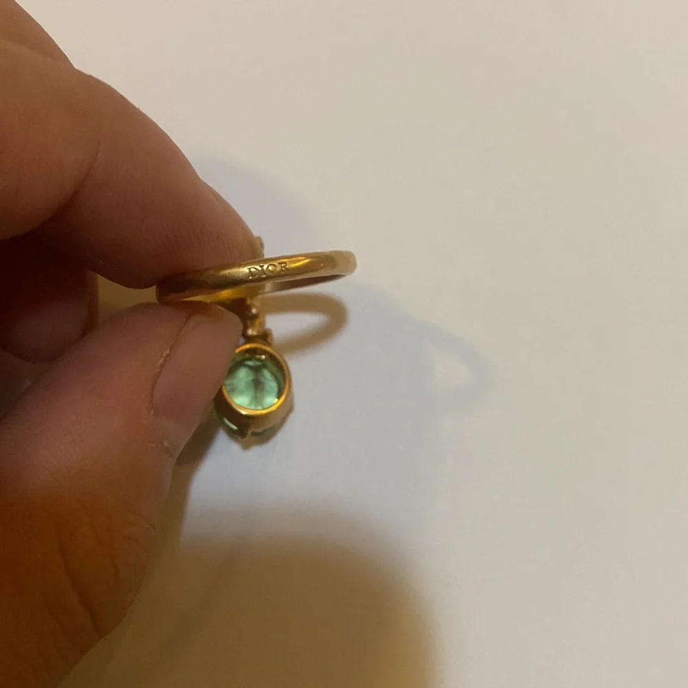 Dior Dream Ring size M Gold Finish Metal With Green Crystal - Picture 7 of 8